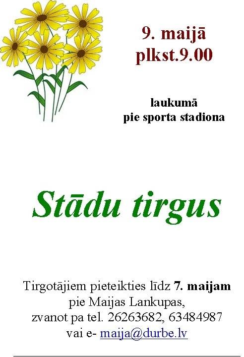 Durbē notiks Stādu tirgus