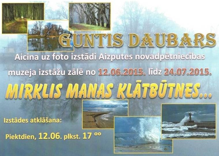 Cīravnieka Gunta Daubara apstādināto mirkļu mozaīka Aizputes novadpētniecības muzejā