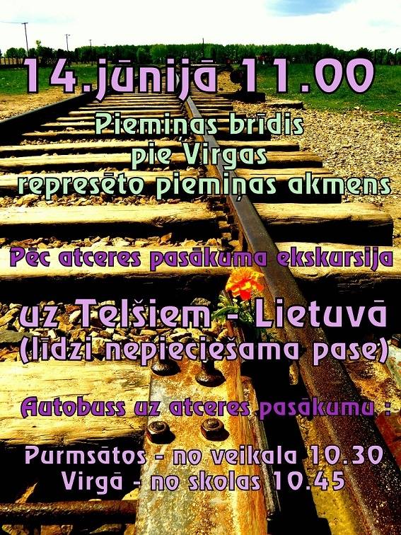 Virgā pie represēto piemiņas akmens Piemiņas brīdis