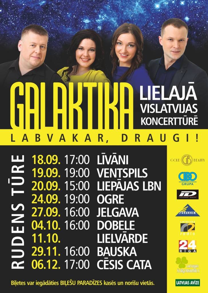 Grupa "GALAKTIKA" dodas pie klausītājiem Liepājā ar koncertu "LABVAKAR, DRAUGI!" 