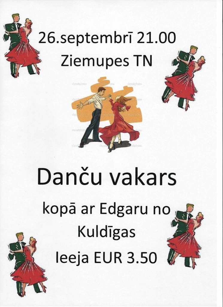 Ziemupē būs danču vakars