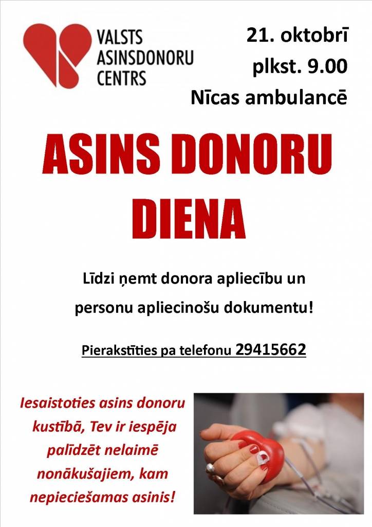 Nīcā rīko donoru dienu
