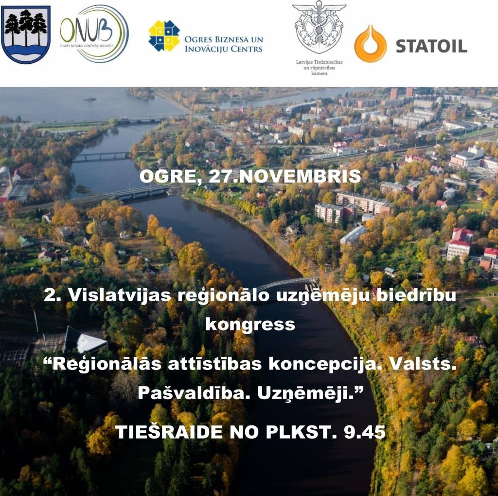 TIEŠRAIDE: Reģionālo uzņēmēju biedrību kongress Ogrē