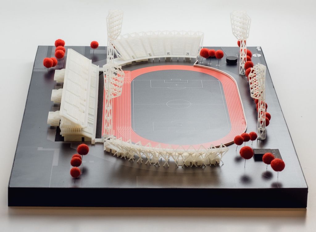 Izstrādāts Daugavas stadiona tribīņu un sporta laukuma makets 