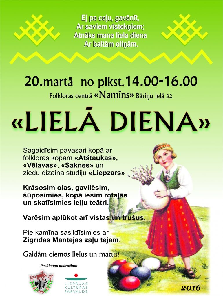 Folkloras centrā "Namīns" notiks Lielās dienas svinības