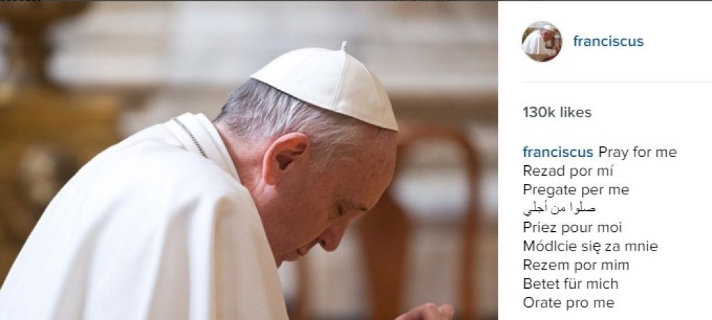 Pāvests pievienojies Instagram