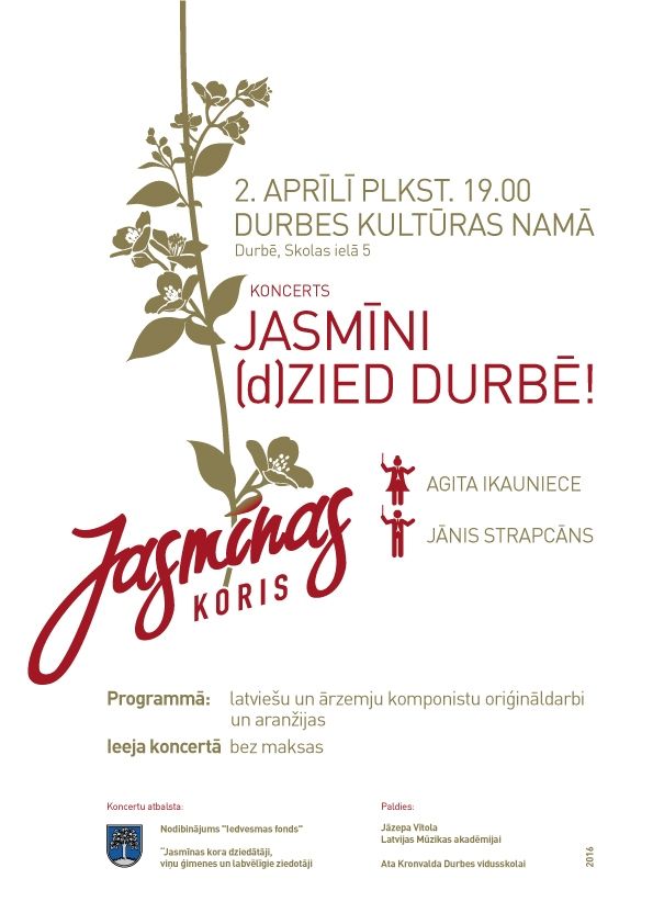 Durbē uzstāsies "Jasmīnas" koris