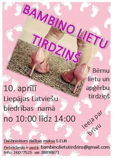 Liepājas Latviešu biedrības namā notiks  jauno ģimeņu iecienītais "Bambino" lietu tirdziņš