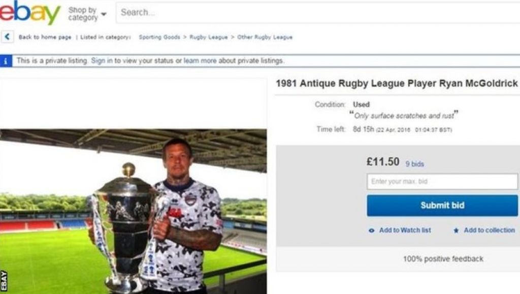 Austrāliešu regbists sevi izsola eBay