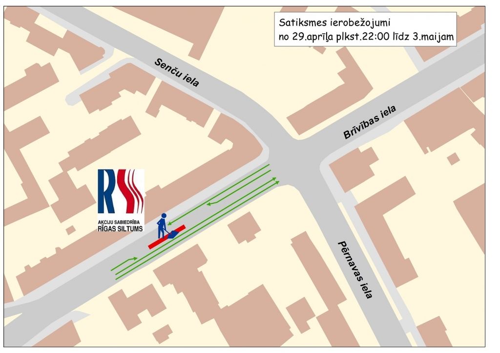 Brīvības un Pērnavas ielu krustojuma apkaimē būs nedēļām ilgi satiksmes ierobežojumi 