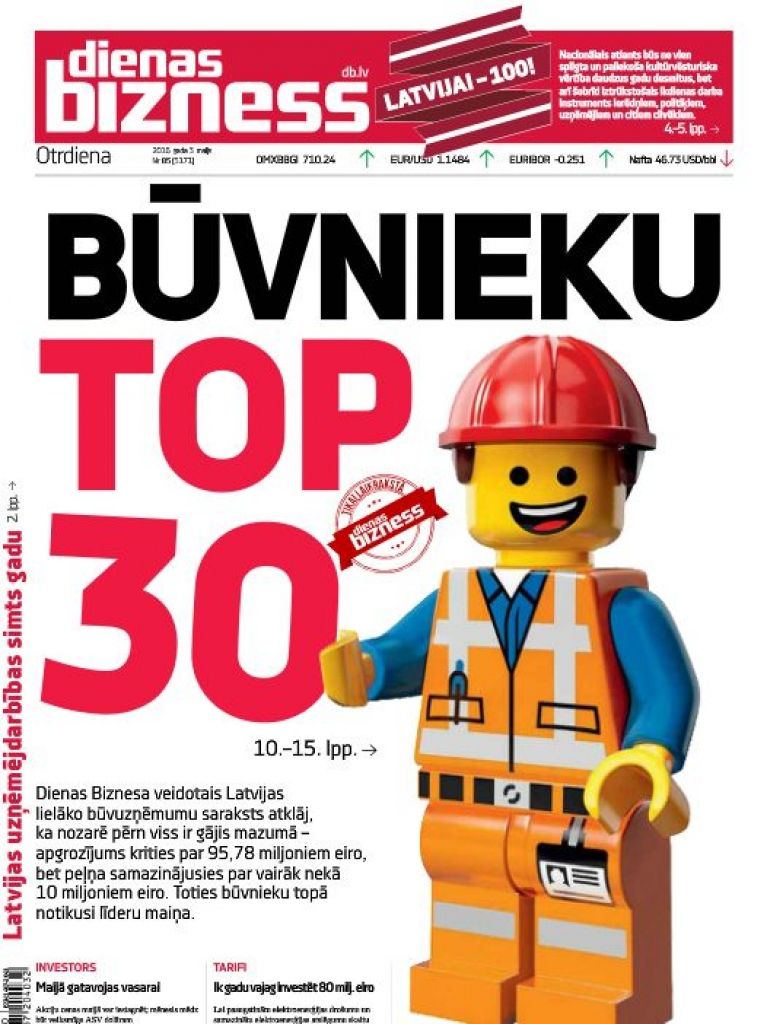 Būvnieku TOP 30: Gads ar treknu mīnusa zīmi 
