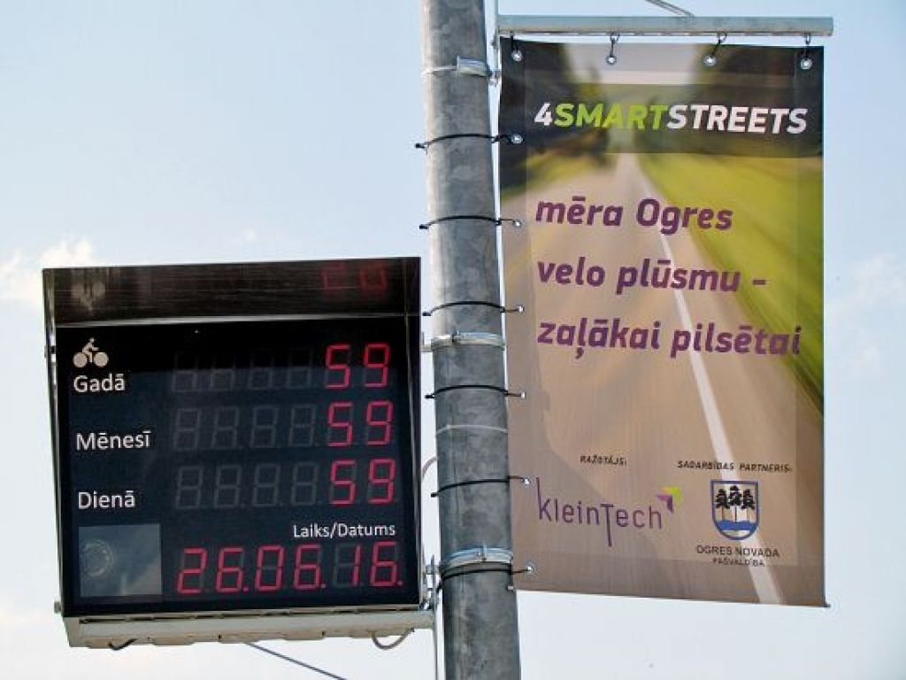 Ogrē atklāts Latvijā pirmais veloskaitītājs ar tablo