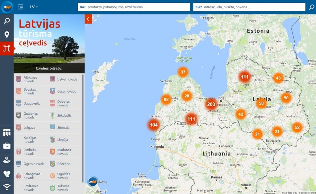 Izveido elektronisko Latvijas tūrisma apskates objektu karti