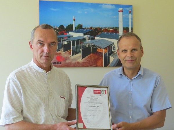 "Liepājas enerģija" saņem kvalitātes pārvaldības sistēmas sertifikātu "ISO 9001"