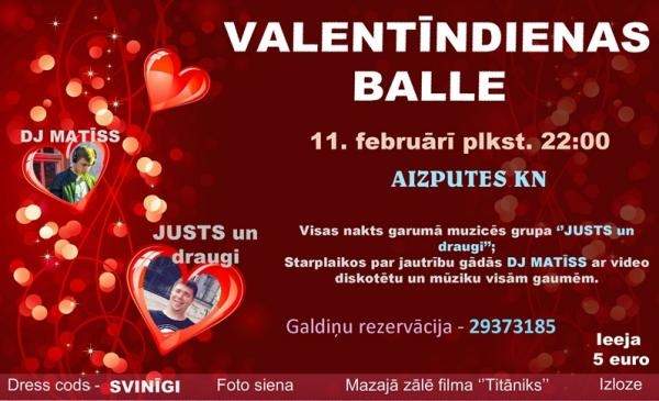 Valentīndienas balle Aizputē