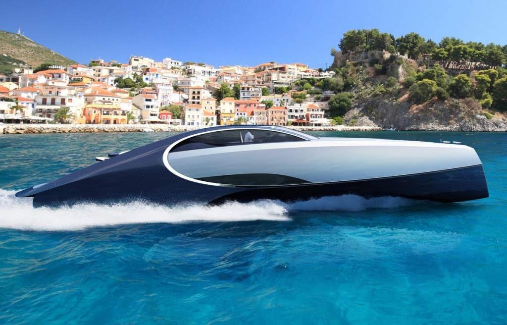 FOTO: Bugatti jaunajam superauto seko grezna sporta jahta