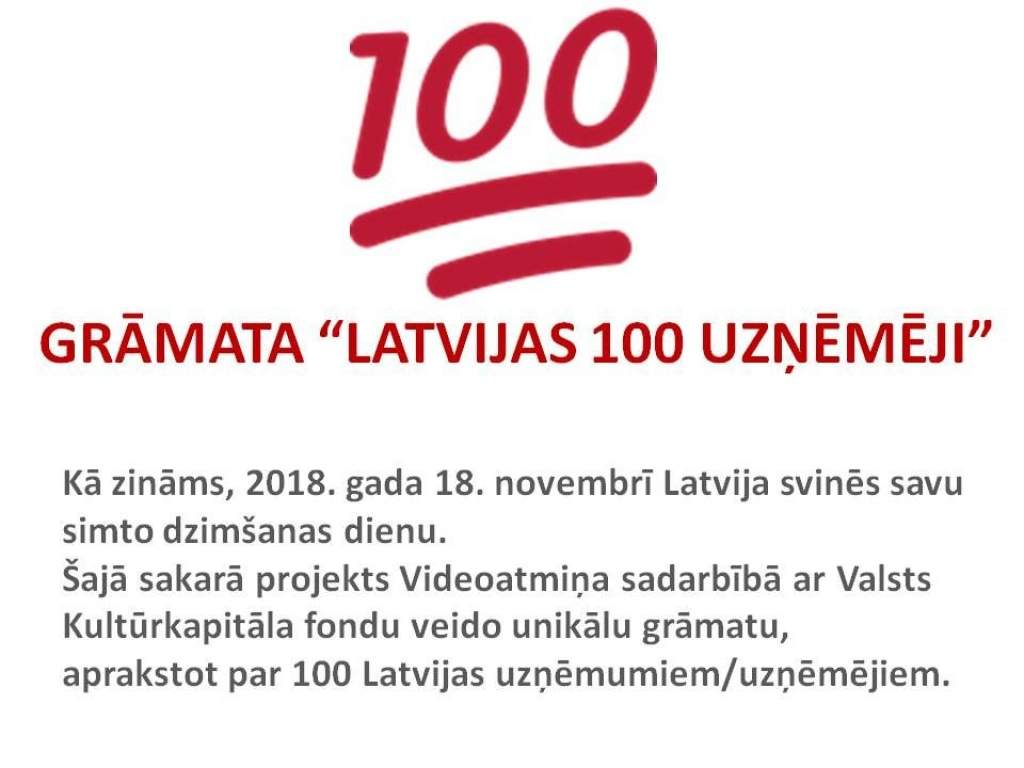 Atsaucoties uz Latvijas simtgadi, uzņēmējus aicina piedalīties neizprotama projekta grāmatā