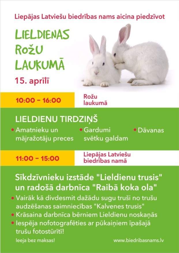 Aicina Lieldienu brīvdienās apmeklēt trušu izstādi un mājražotāju tirdziņu