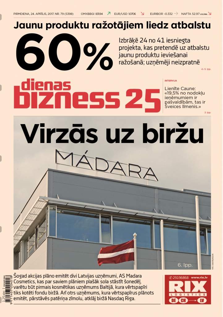 Madara Cosmetics stūrē uz biržu