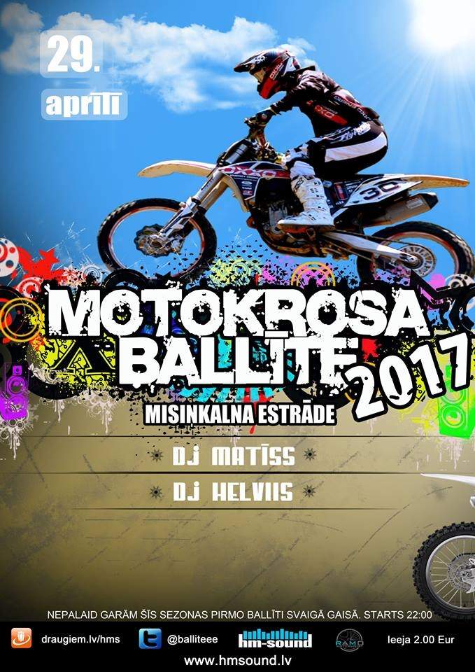 Aizputē notiks pirmā zaļumballe "Motokrosa ballīte 2017"