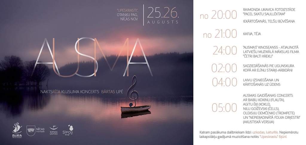 Bārtas upē rīko naktsrīta koncertu ''Ausma''