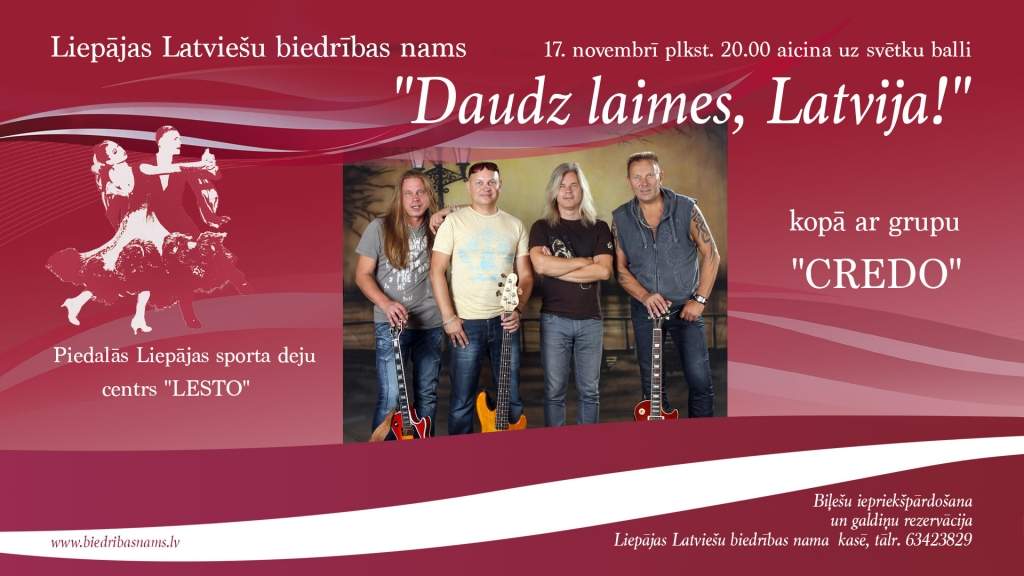 Ar grupas ''CREDO'' koncertprogrammu pie galdiņiem atzīmēs Latvijas dzimšanas dienu