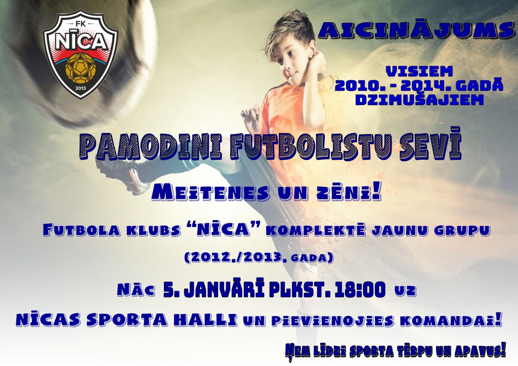 Nīcā aicina uz atvērto futbola dienu