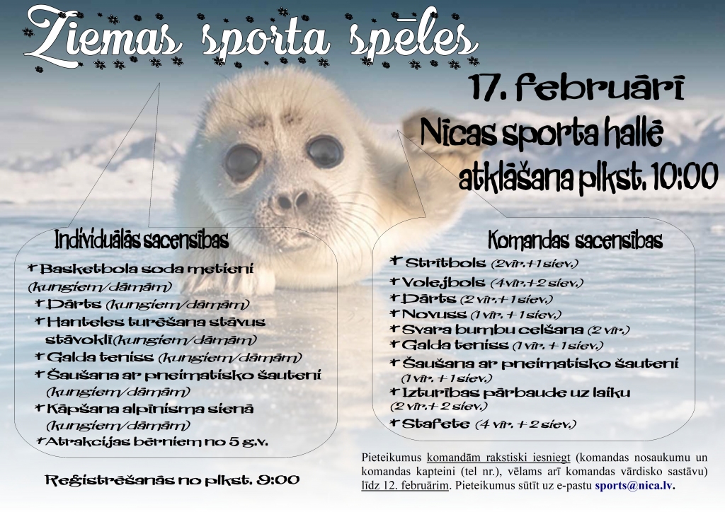 Nīcā februārī notiks Ziemas sporta spēles