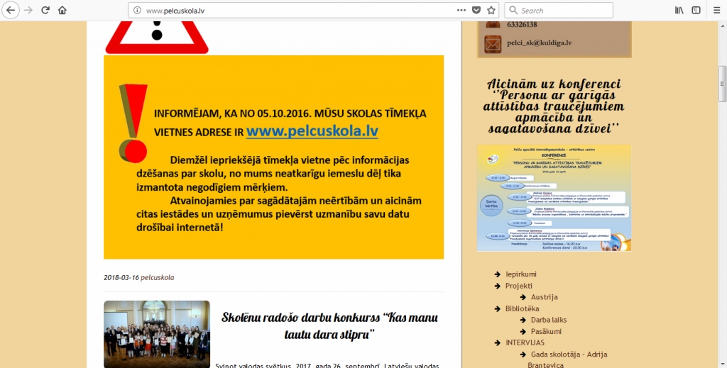 Neīstā Pelču speciālās internātskolas mājaslapā pārdod intīmpreces