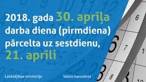 21. aprīlis noteikts par "strādājošo" sestdienu