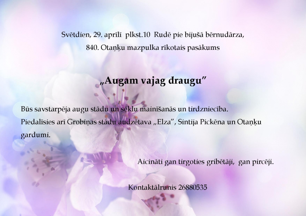 Otaņķu mazpulks rīko pasākumu “Augam vajag draugu''