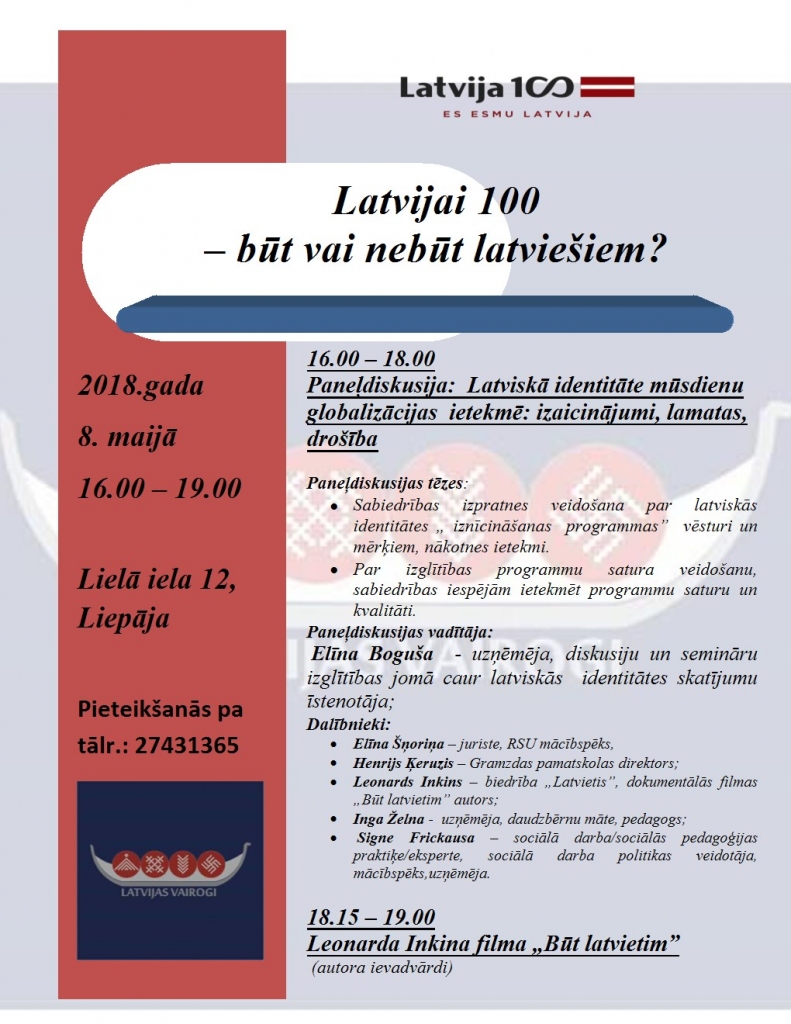 Notiks diskusija "Latvijai 100 – būt vai nebūt latviešiem"