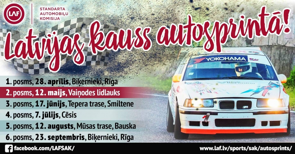 Vaiņodē notiks Latvijas kausa izcīņas posms autosprintā