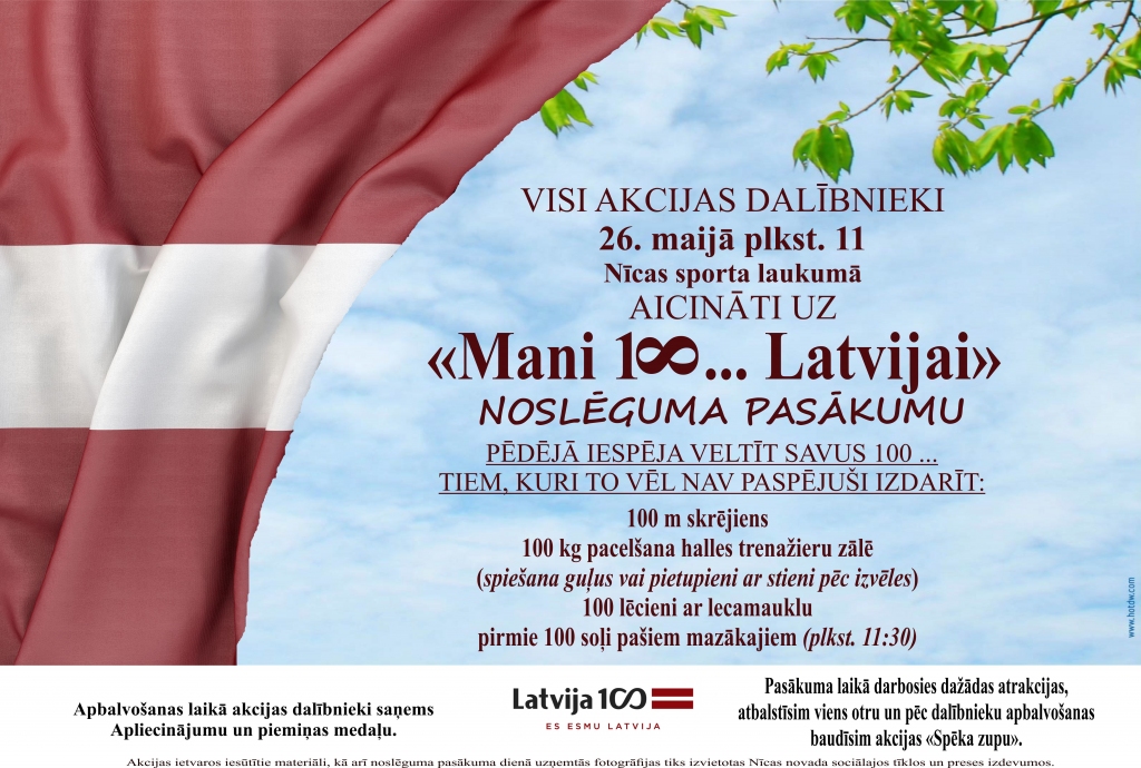 Noslēgsies akcija “Mani 100... Latvijai"