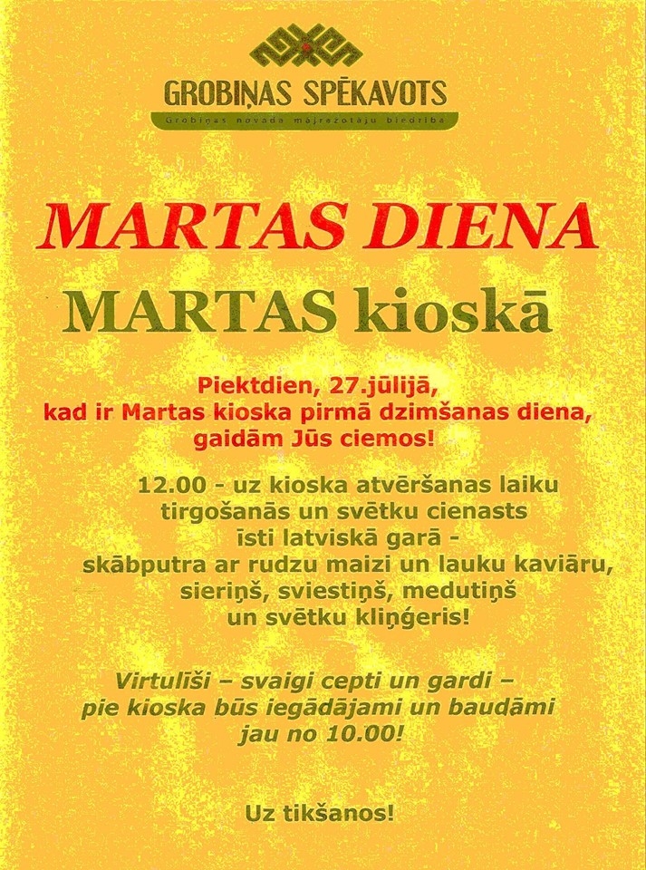 Grobiņā atzīmēs Martas dienu