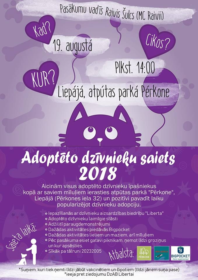 Notiks pirmais adoptēto dzīvnieku saiets