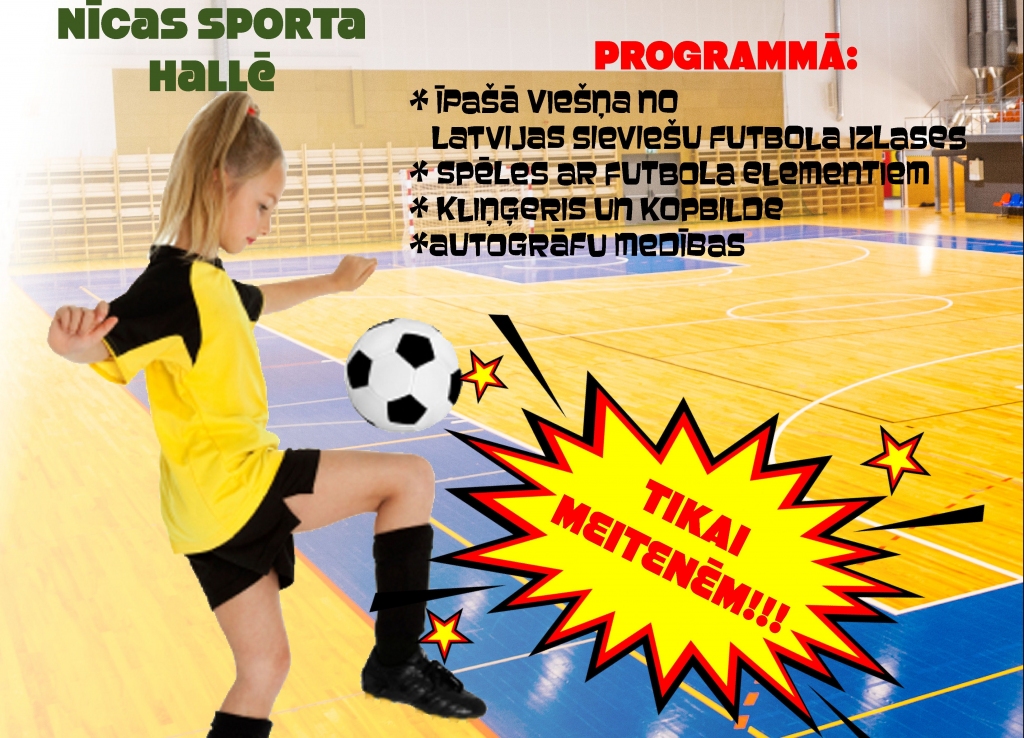 Piektdienas vakarā Nīcas sporta hallē būs Futbola diena meitenēm