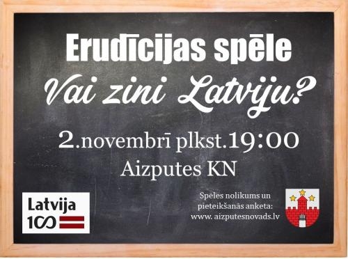 Erudīcijas spēle "Vai zini Latviju?"