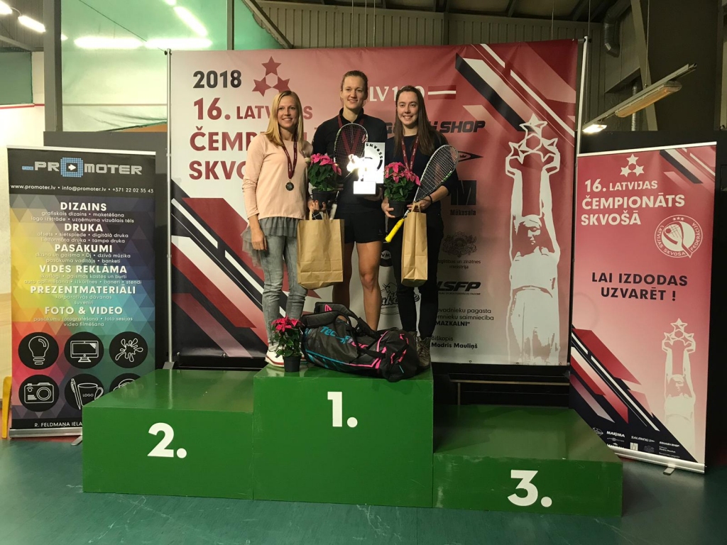 Liepājniece Mackeviča devīto reizi kļūst par Latvijas čempioni skvošā