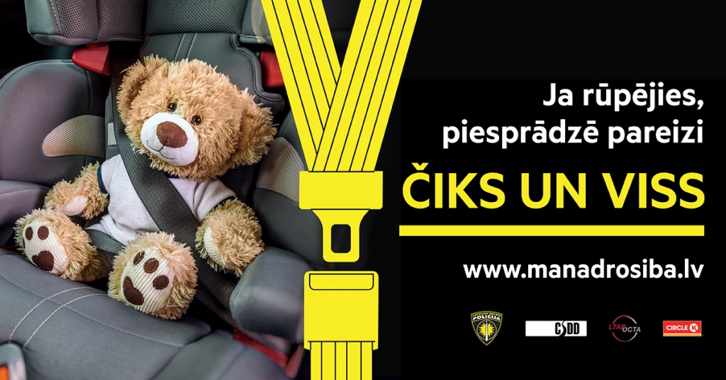VIDEO: Valsts policija uzsāk informatīvu kampaņu par bērnu drošu sprādzēšanos "Piesprādzē pareizi – čiks un viss!"