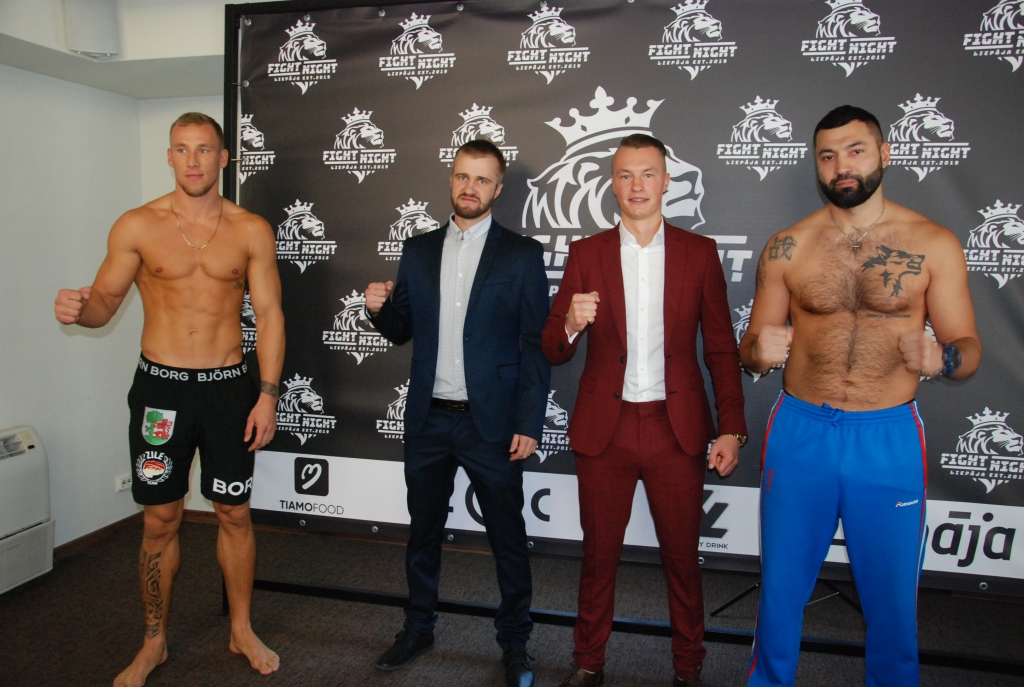 FOTO: Liepājā sportisti sveras pirms vakarā gaidāmā cīņu šova "Fight Night Liepāja"