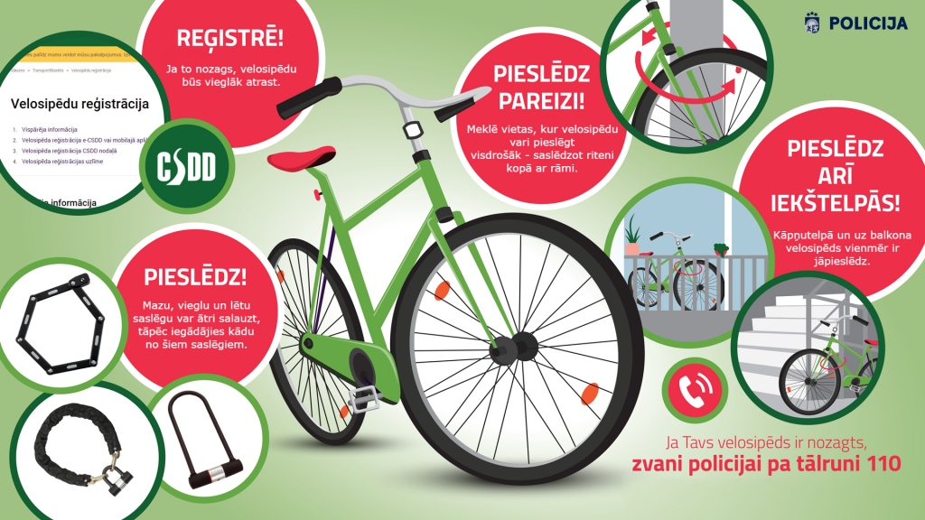 Pieaug velosipēdu zādzību skaits; parūpējies par sava braucamrīka drošību!