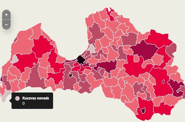 INFOGRAFIKA: Rucavas novads bez Covid-19 saslimušajiem; Durbes novadā atgriežas vīruss