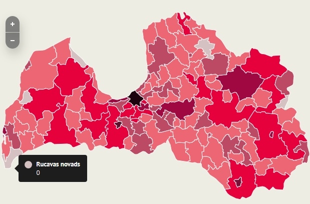 INFOGRAFIKA: Covid-19 šobrīd nav Rucavas novadā; situācija pārējos mūspuses novados