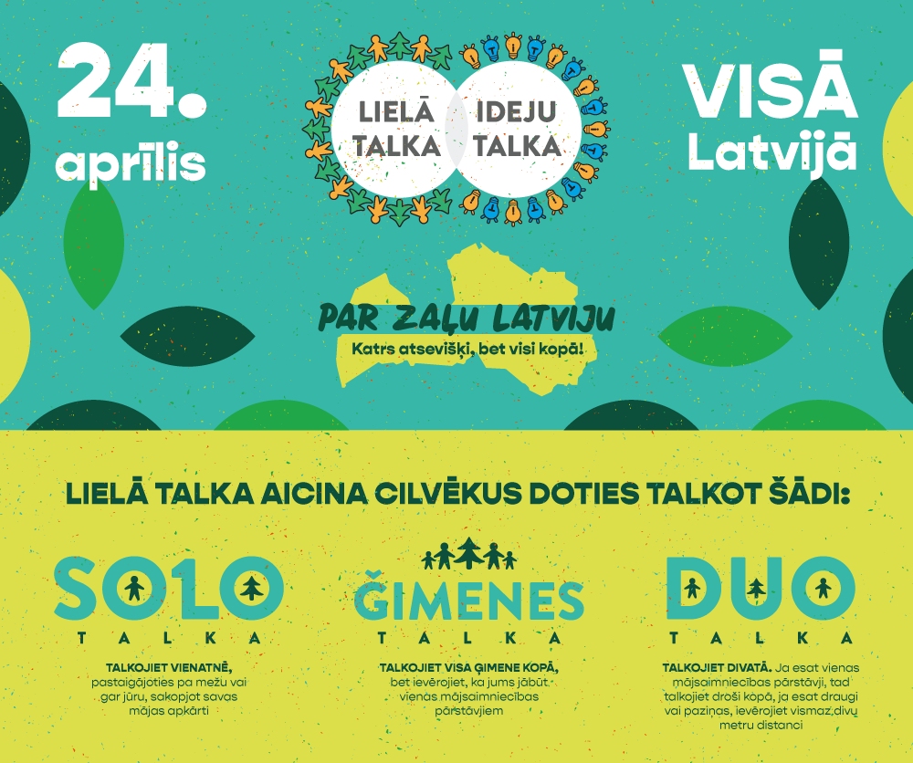 Vairāk nekā 1200 vietās šodien notiek Lielā talka