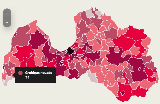 INFOGRAFIKA: Liepājā 24 jauni Covid-19 saslimušie; Lejaskurzemē visvairāk slimo Grobiņas novadā