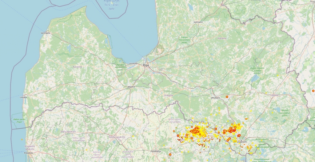 Pirmie negaisa mākoņi izauguši Daugavpils pusē; visā valstī izsludināts oranžais brīdinājums