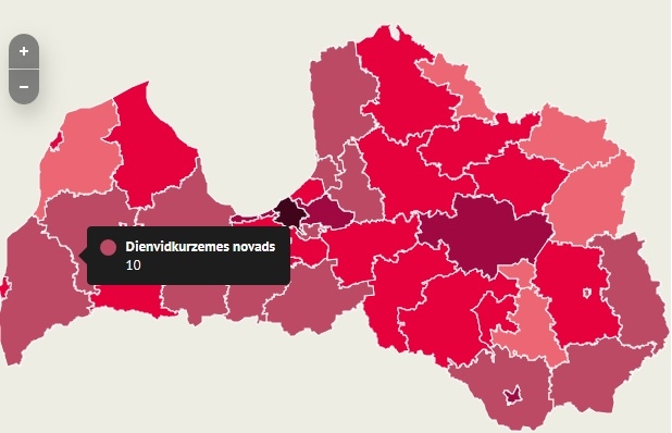 Jaunākā infografika par Covid-19 saslimušajiem Dienvidkurzemes novadā un Liepājā