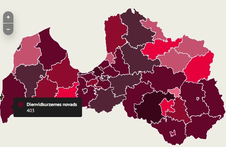 INFOGRAFIKA: Dienvidkurzemes novadā jau vairāk nekā 400 saslimušie; daudz jaunu gadījumu Liepājā